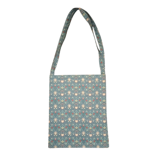 Green floral tote bag